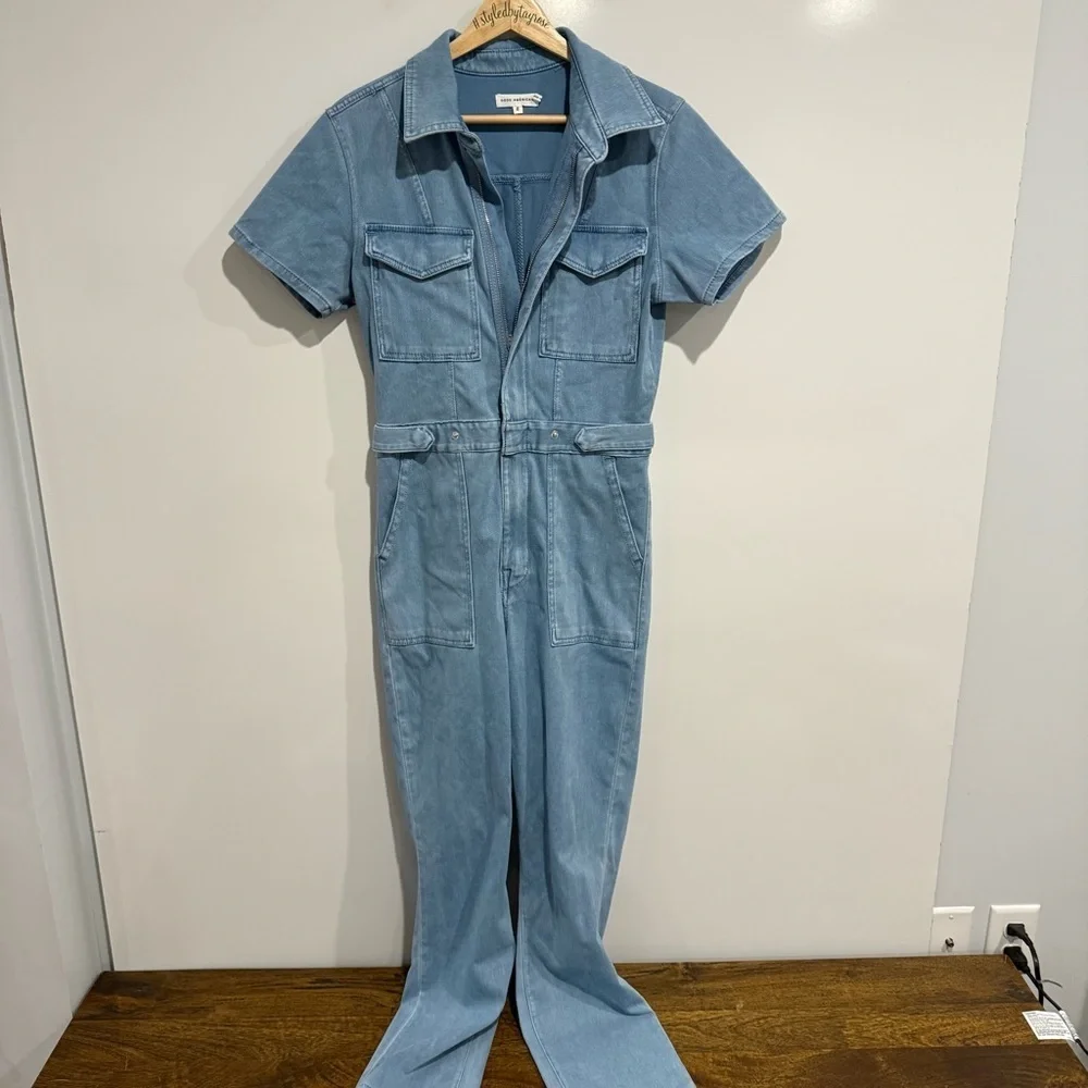 Good American Fit for Success Denim Jumpsuit Overalls